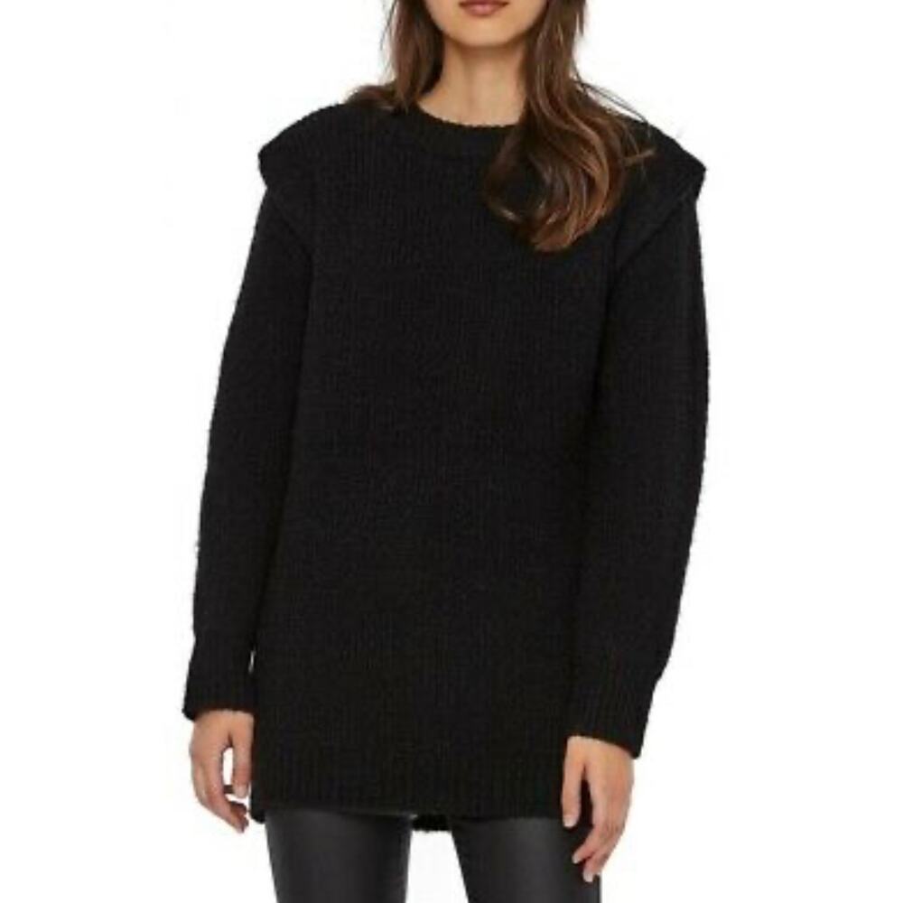 VERO MODA Daisy Wide Shoulder long blouse Sweater‎ In Black size XS NWT $69